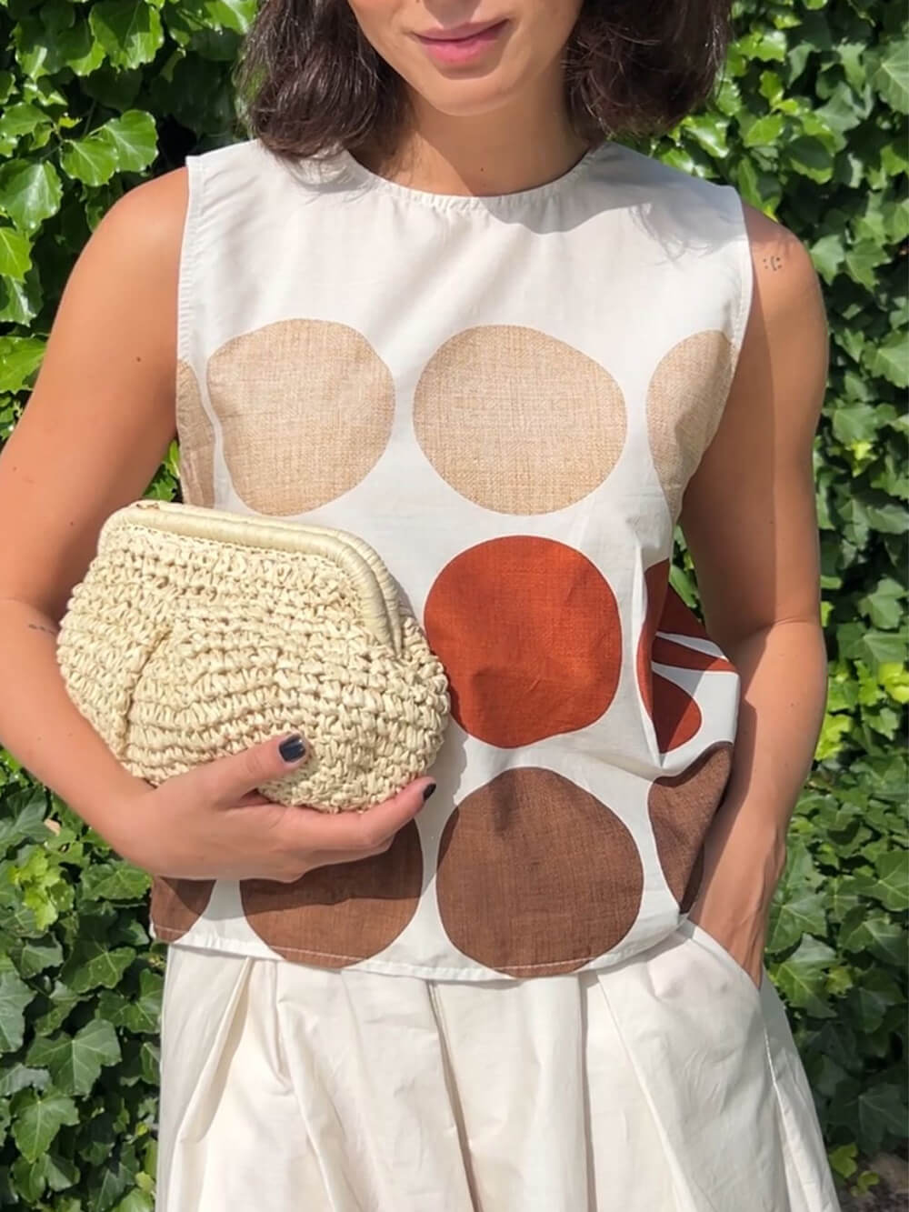Retro Einzigartige Schlaghose mit rundem Druck und Tasche