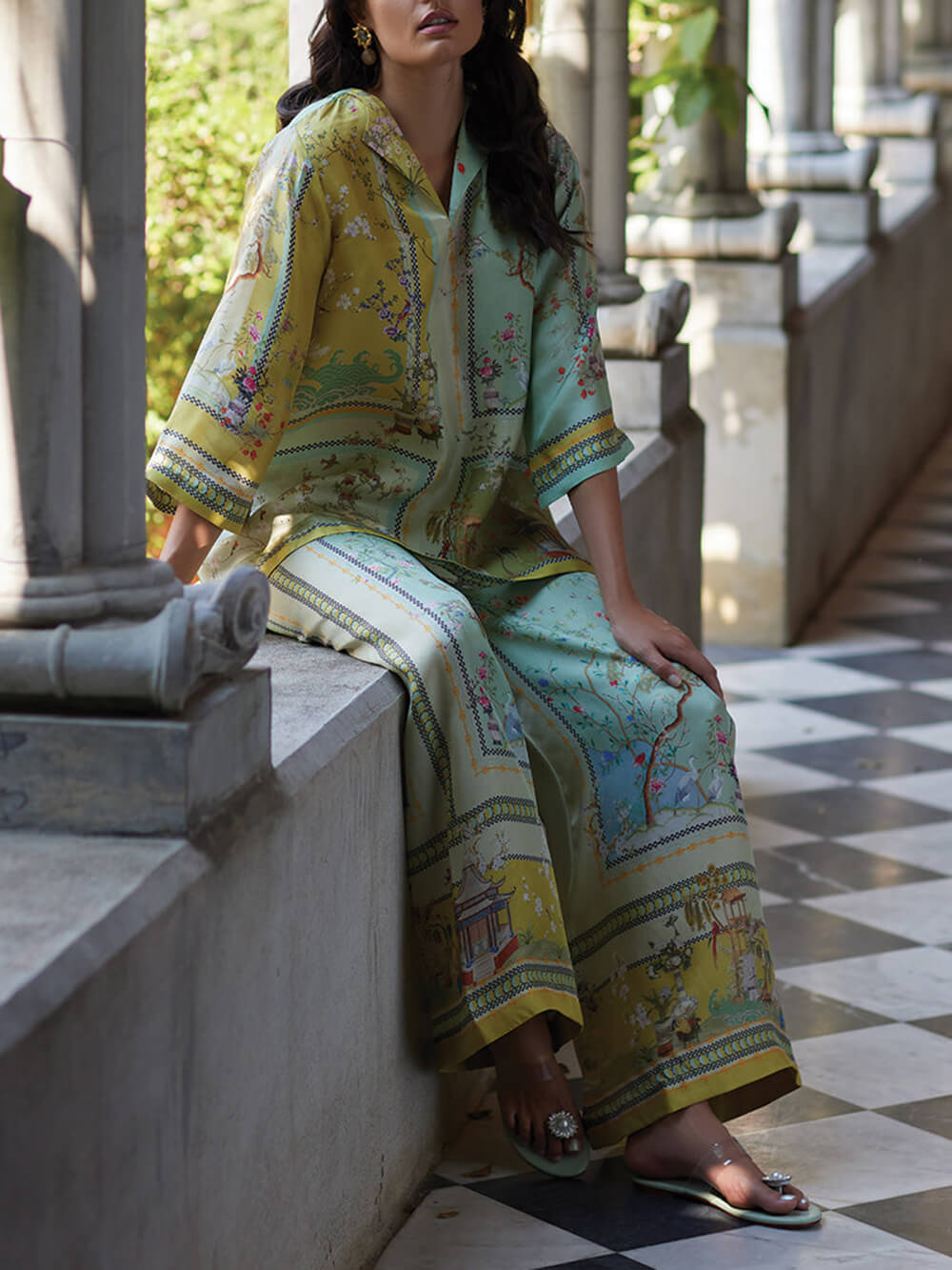 Casual Unique Digital Print Trumpet Sleeves Print Oversized Shirts