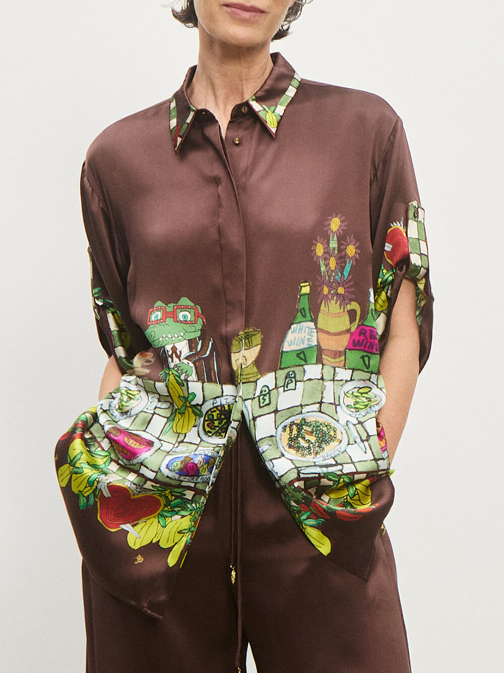 Chemise ample boutonnée à imprimé floral unique
