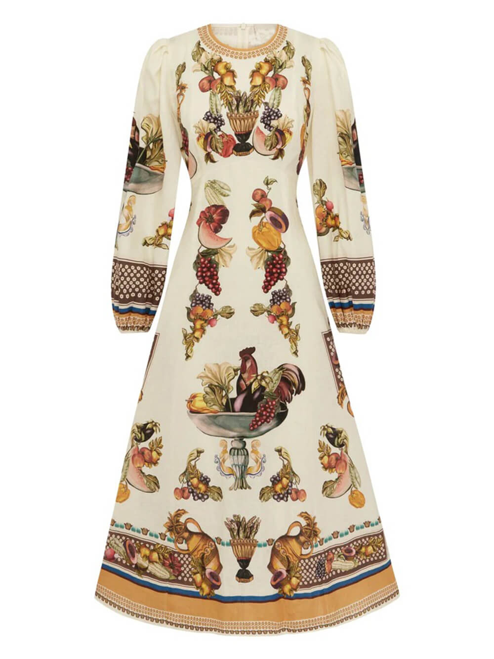 Robe longue trapèze décontractée à imprimé patchwork de fruits tropicaux Island Bloom