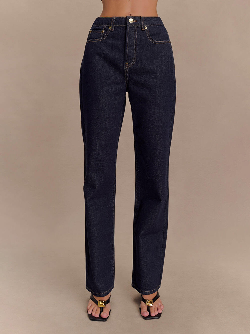 Moderne, verspielte, einzigartige Jeans mit hoher Taille und gerader Passform