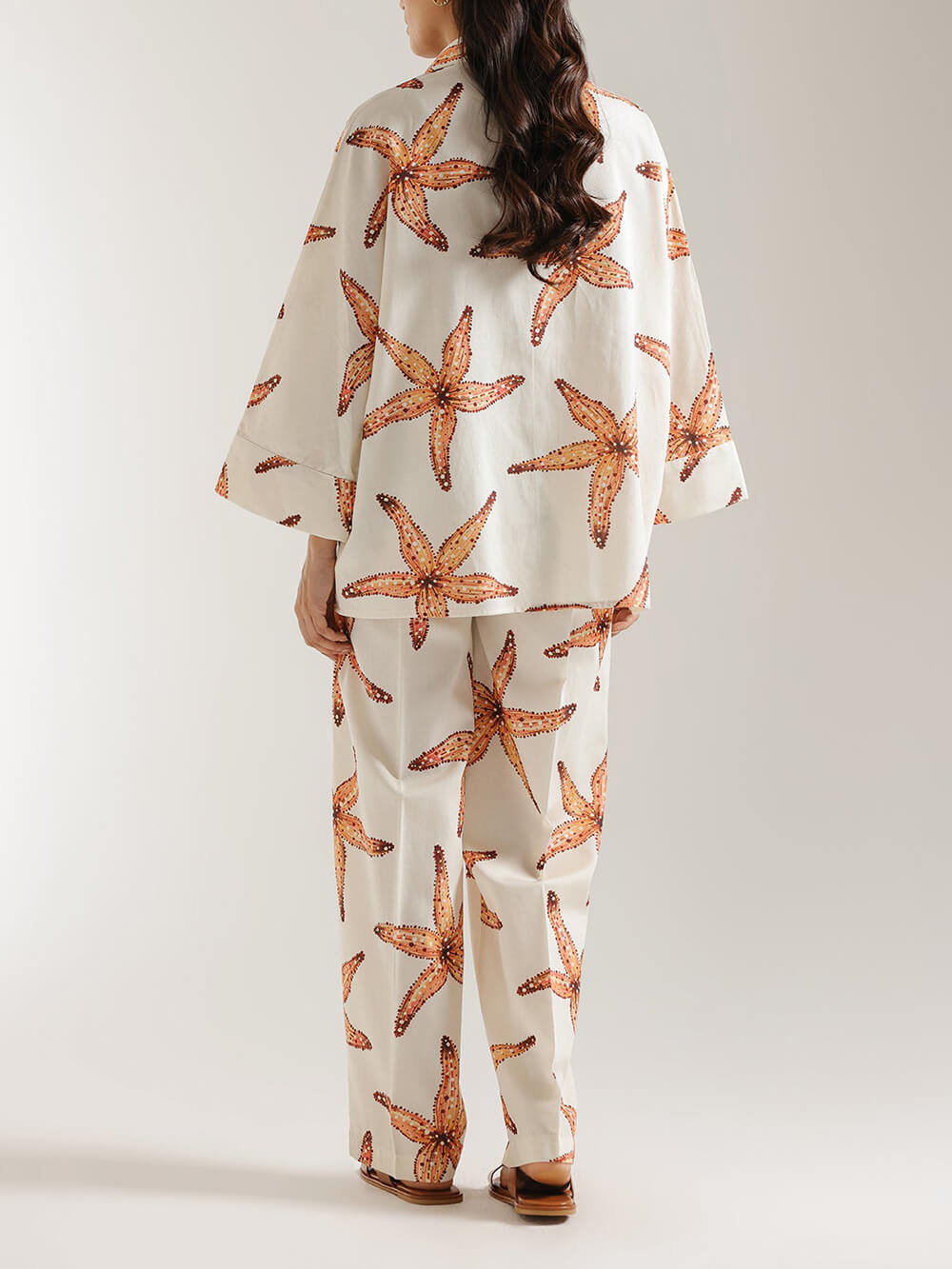 Chemise boutonnée ample grande taille à imprimé étoile de mer unique
