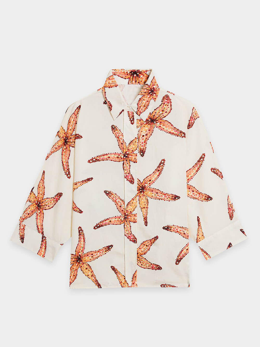 Chemise boutonnée ample grande taille à imprimé étoile de mer unique