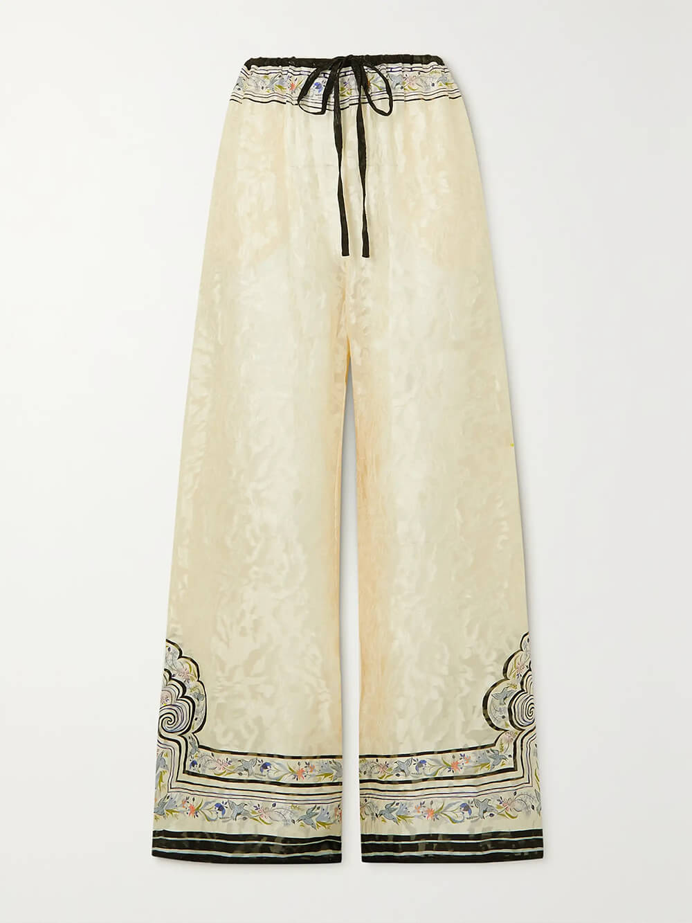 Satinhose mit weitem Bein und Schnürung und elastischer Taille mit einzigartigem Druck