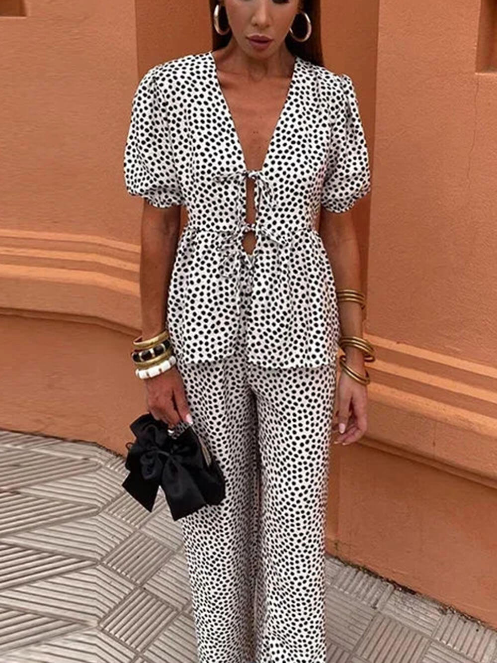 Pantalon ample élastique décontracté à imprimé floral