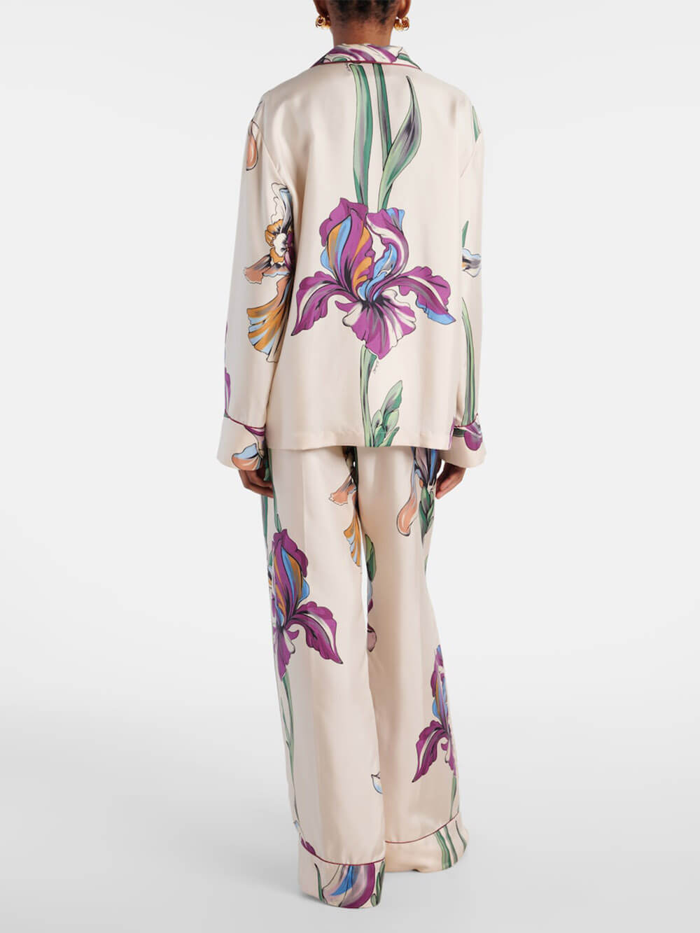 Pantalon droit à taille élastique et poches amples à imprimé floral unique Casual Time