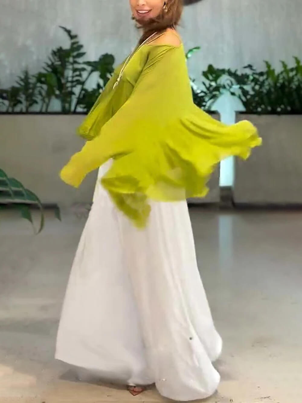 Pantalon ample décontracté à taille élastique et poches