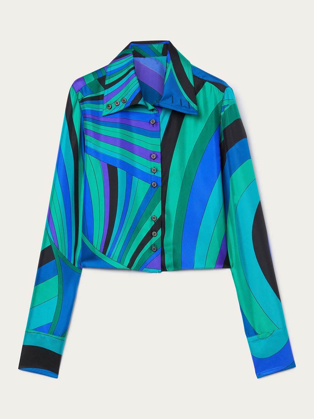 Chemise courte à imprimé arc-en-ciel unique