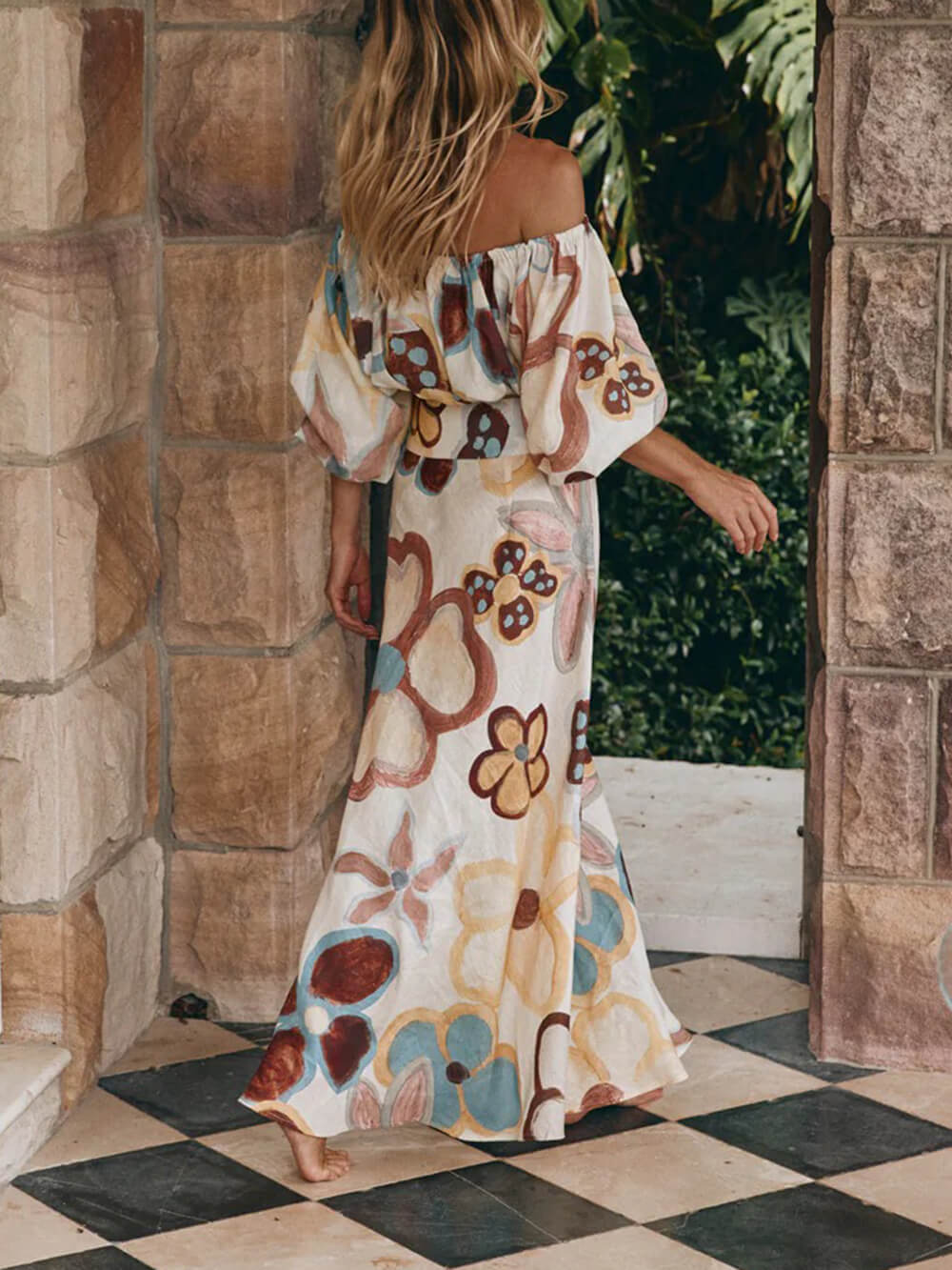 Fashionable Floral Print High-Waist A-Line Skirt