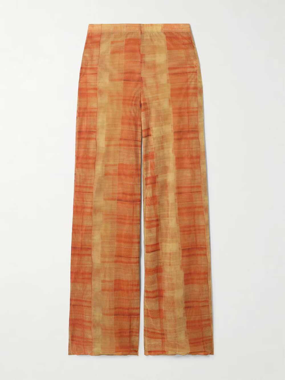Einzigartige Hose aus Stretch-Mesh mit geradem Bein und Karomuster