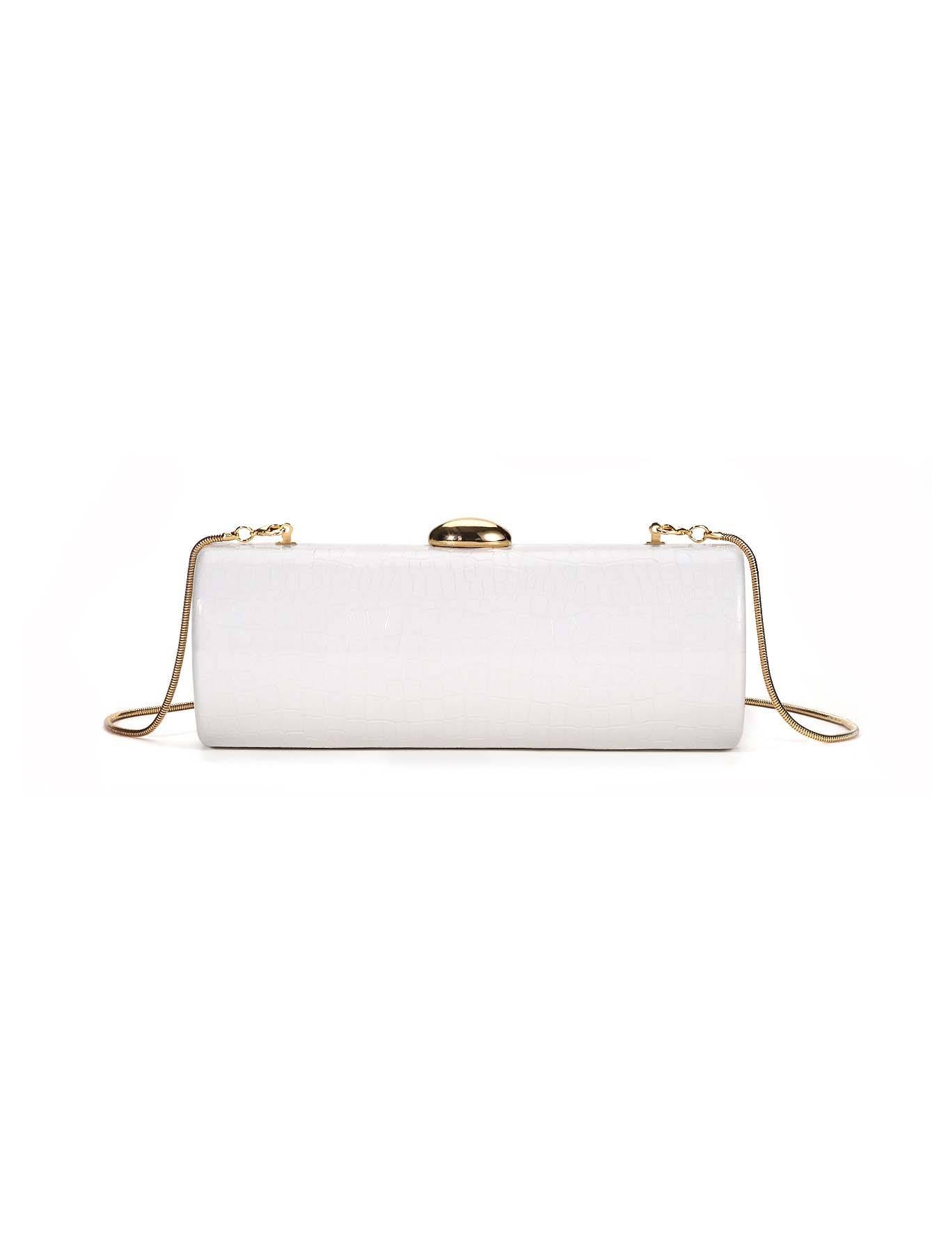Sac à main minimaliste à motif crocodile avec chaîne
