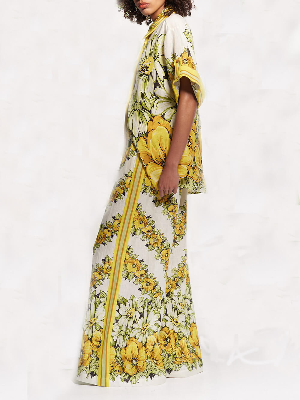 Pantalon d'été classique à jambes larges, coupe oversize, imprimé, poches