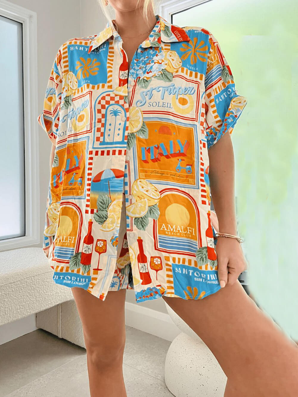 Ensemble chemise et short amples imprimés Sun Lounger