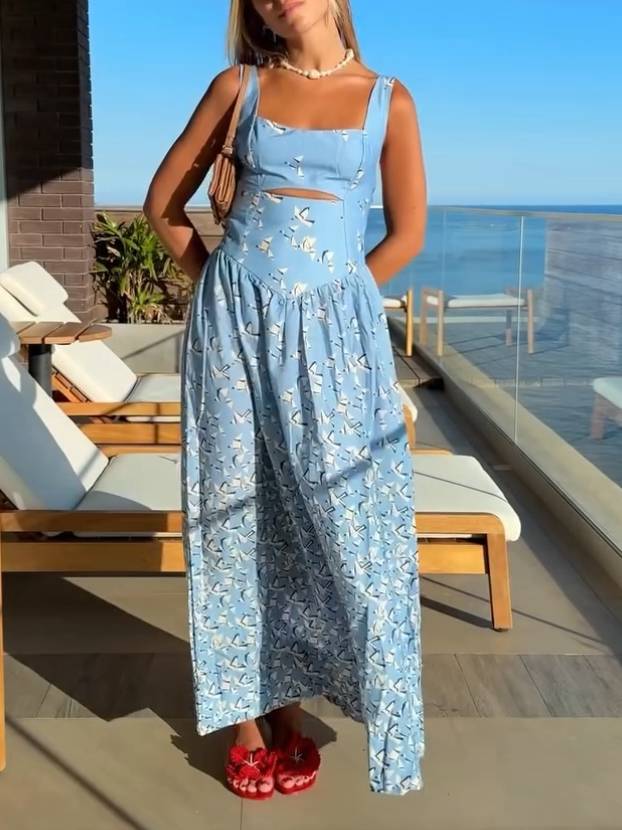 Sling-Kleid mit Hohldesign-Print