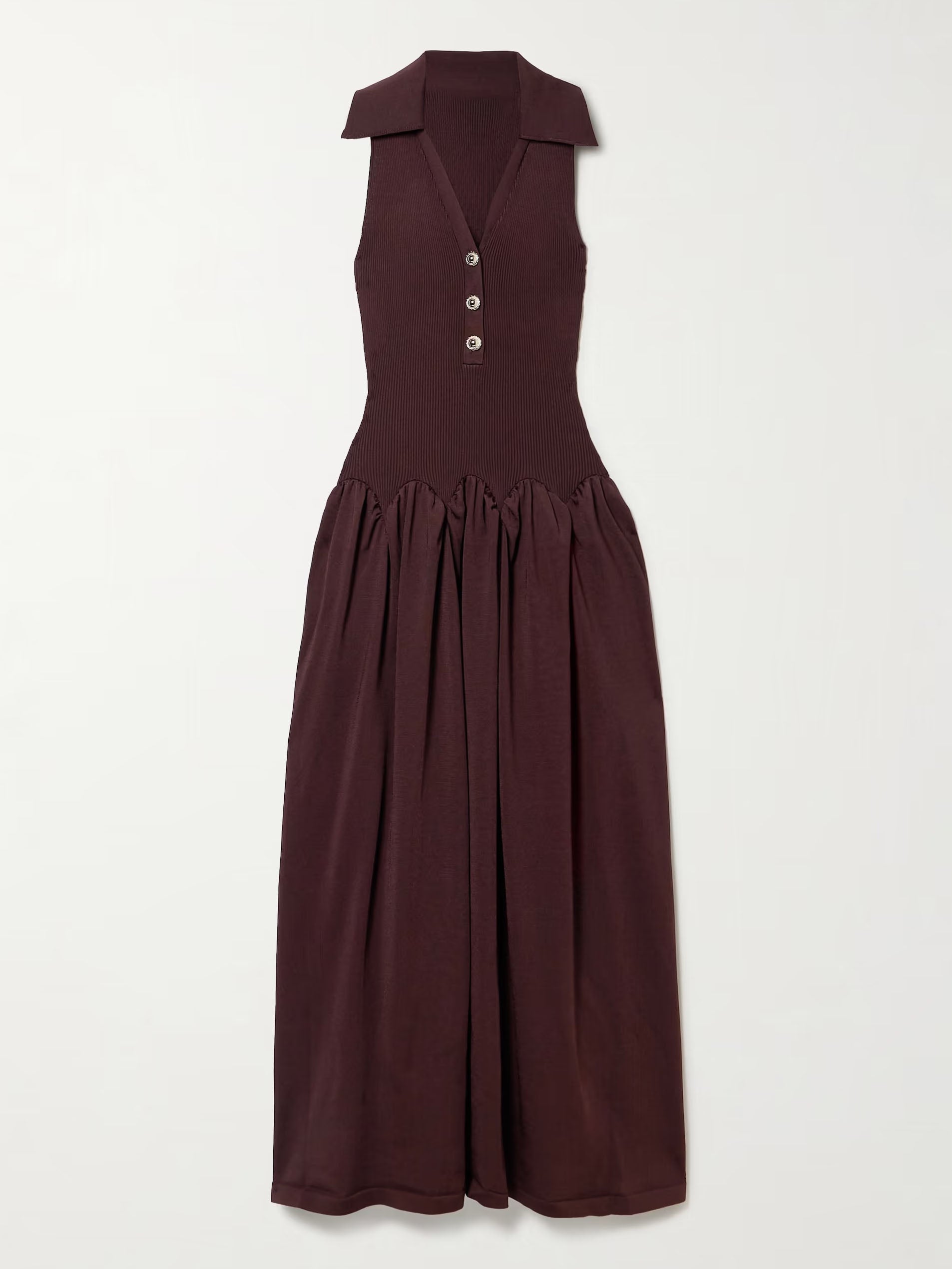 Fashion Knitted Corset Patchwork A-line Pleated Maxi Dress