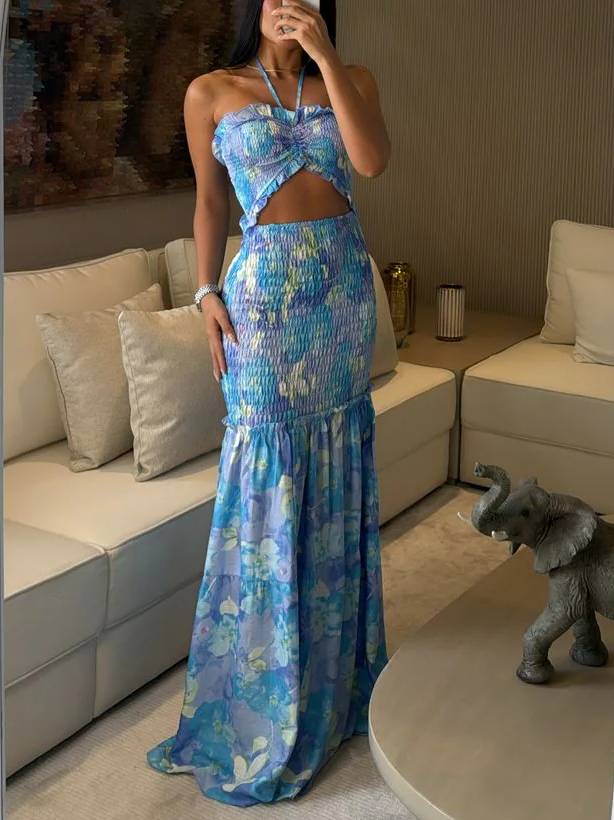 Neckholder-Tube-Top mit Print