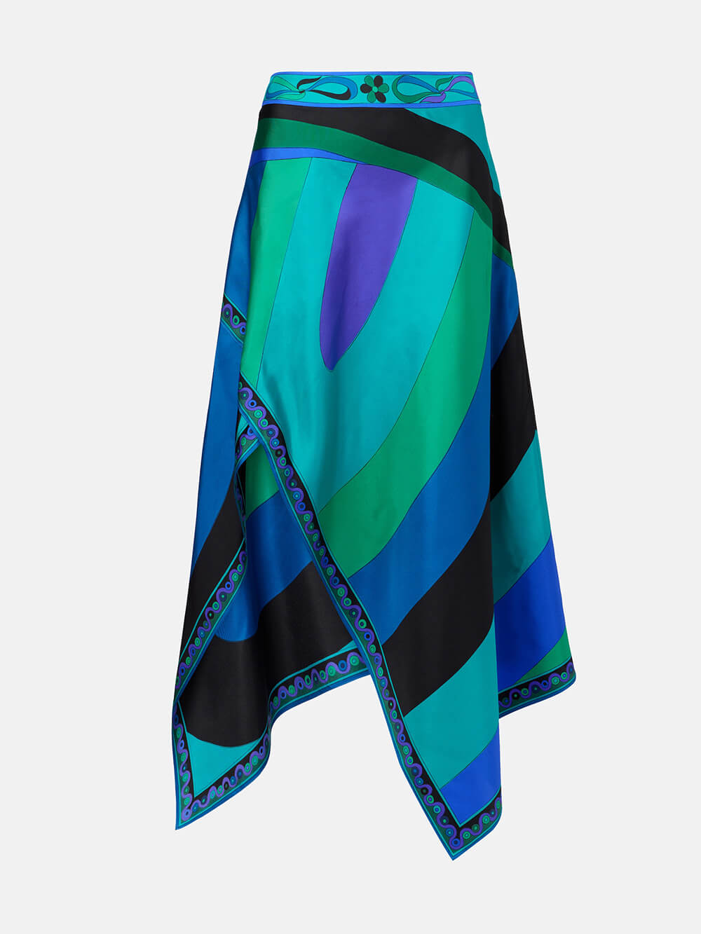 Retro-Midirock mit symmetrischem Satin-Print