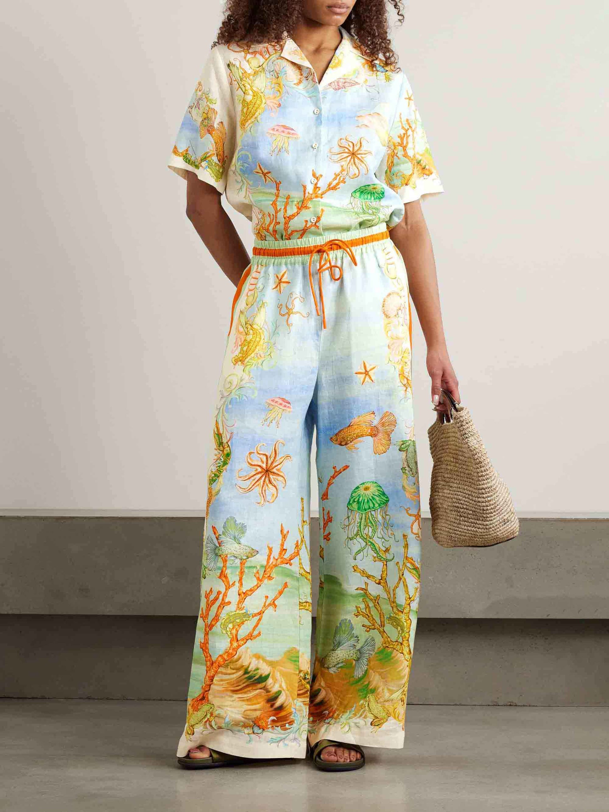 Chemise à imprimé corail océan fantaisie unique