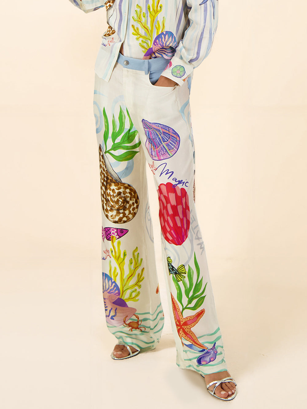 Hose mit Meeresmotiv-Print