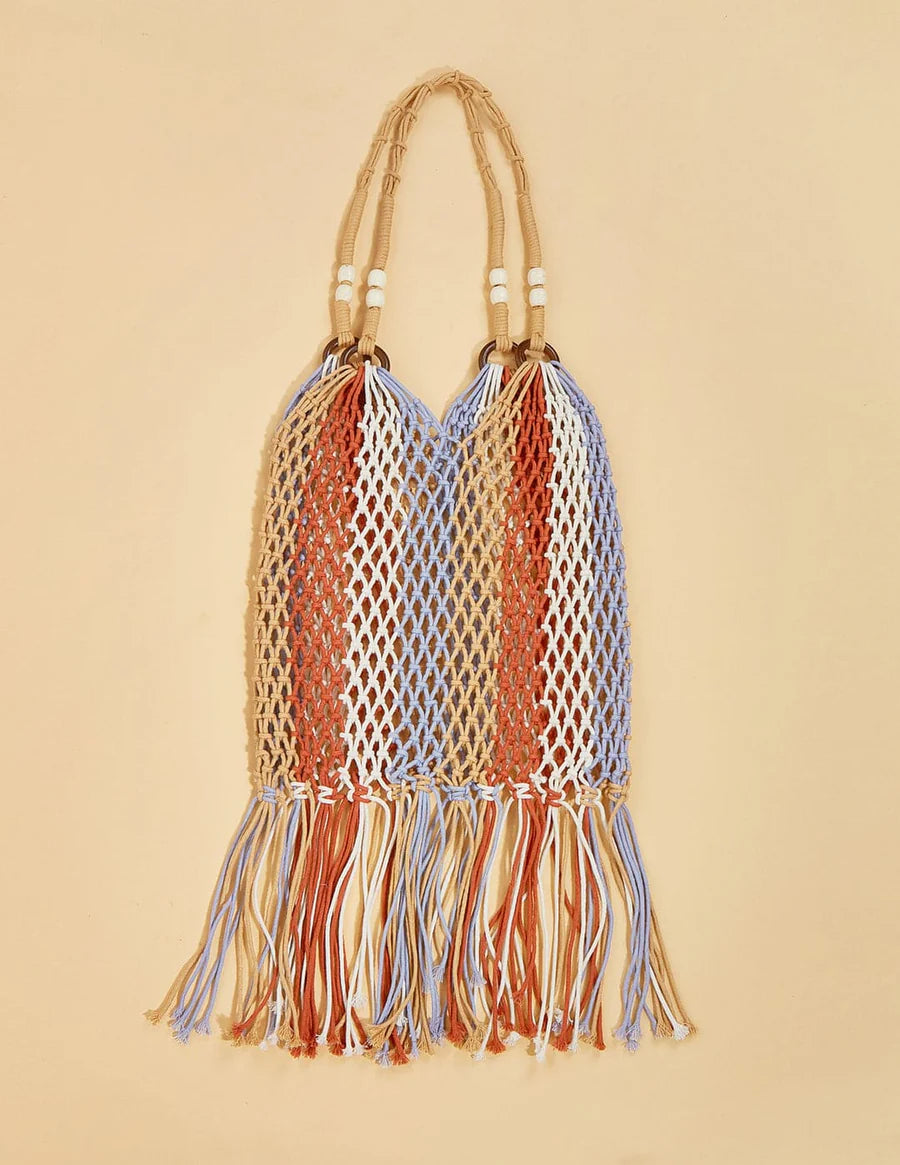 Fringe Net Rope Woven Shoulder Bag Multicolor ONE SIZE