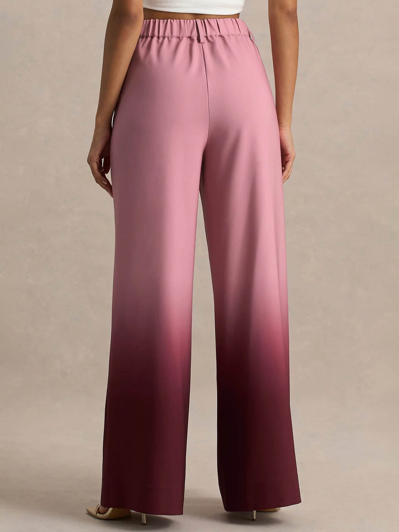 Elegant Ombre Satin Wide-Leg Pants