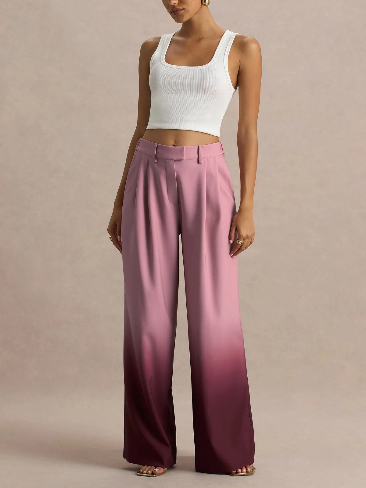 Elegant Ombre Satin Wide-Leg Pants