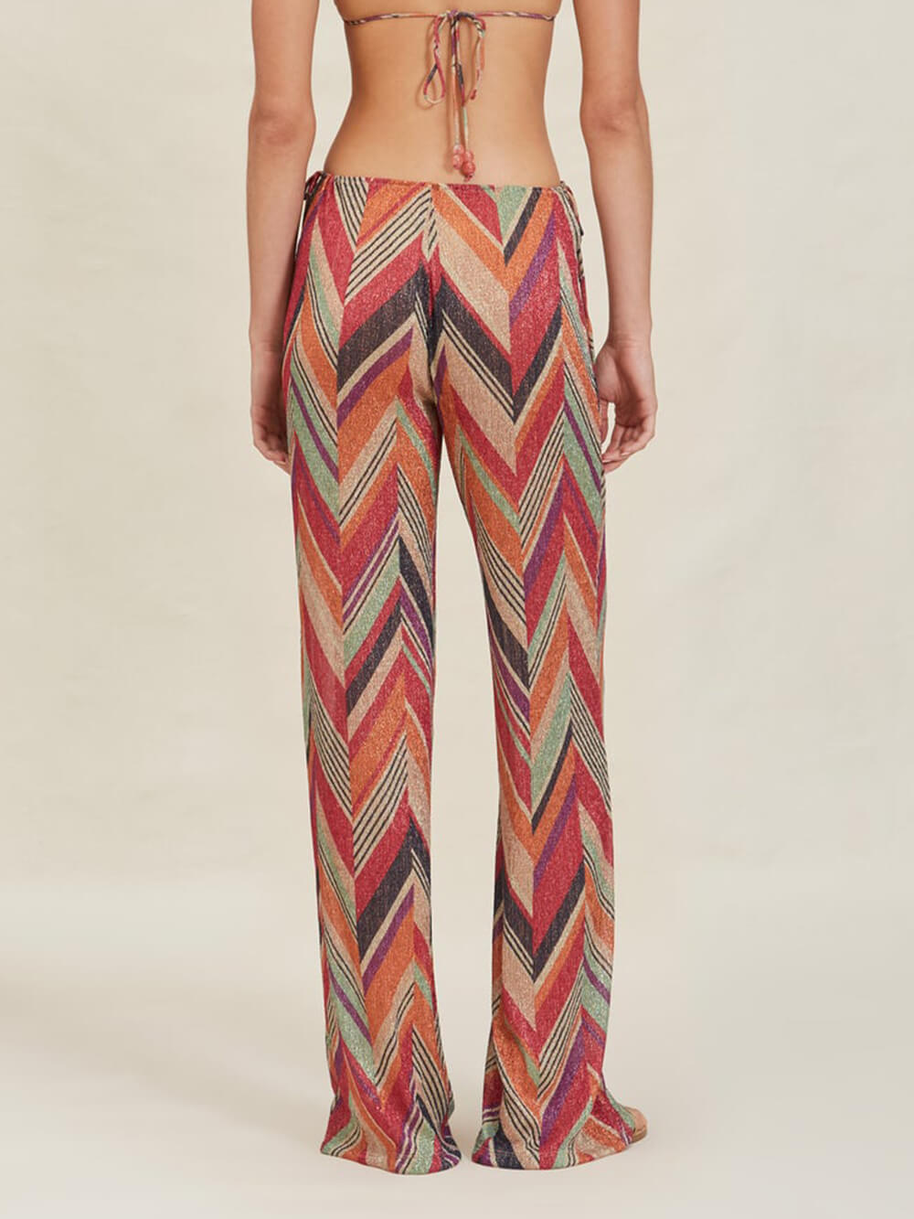 Seaside Vacation – Gerade Hose mit geometrischem Print und seitlicher Schnürung
