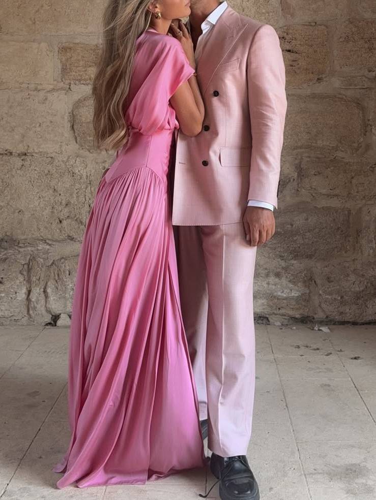 Sexy Maxikleid mit tiefem V-Ausschnitt und Seitenschlitz