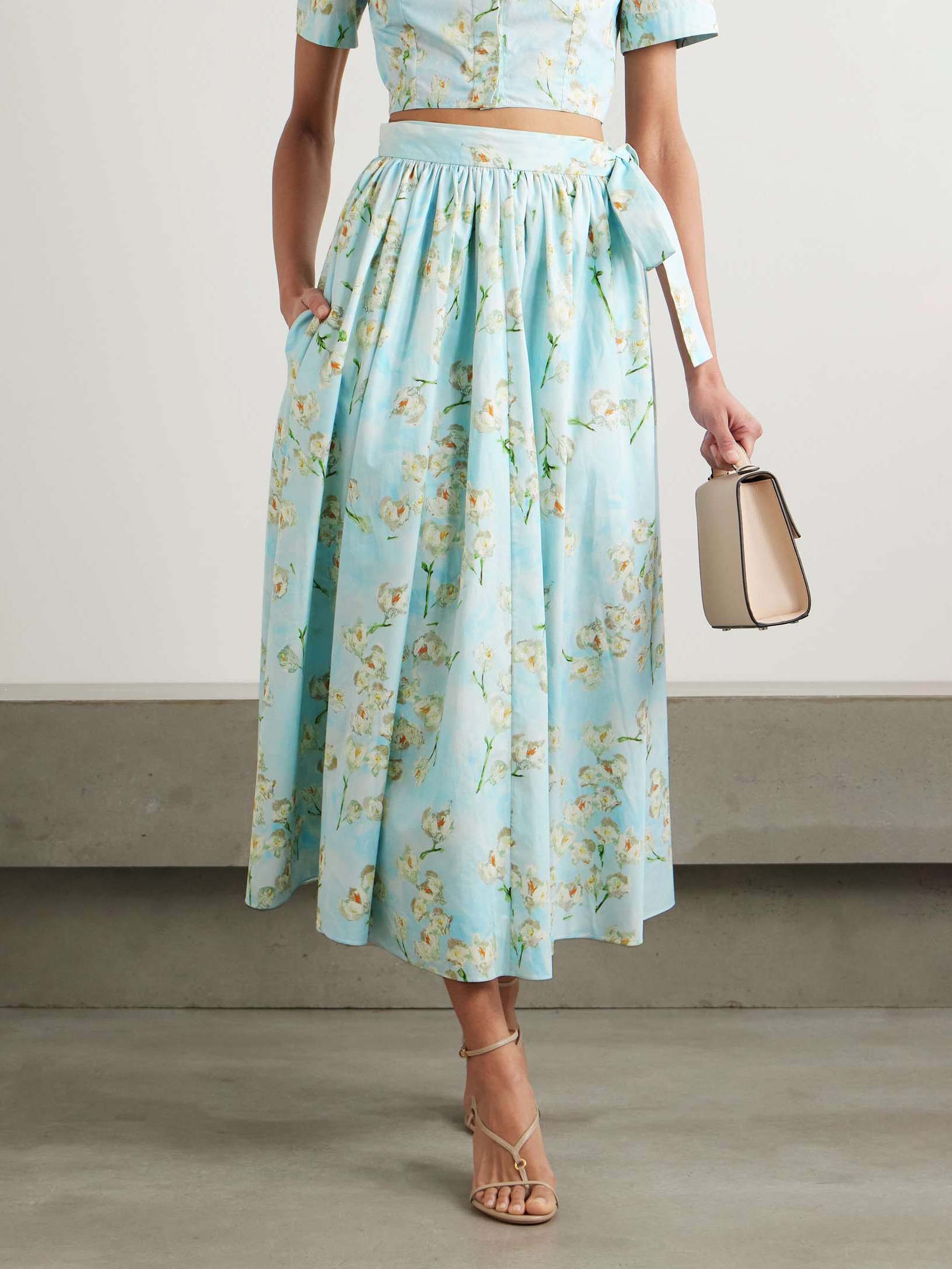 Jupe décontractée à lacets et imprimé floral frais