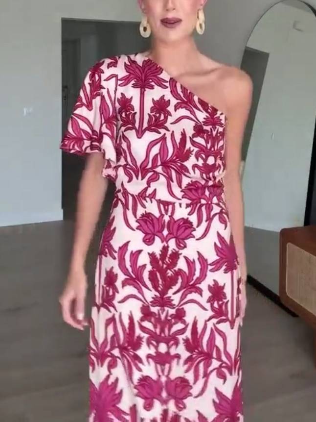 Zweiseitig schulterfreies Printkleid