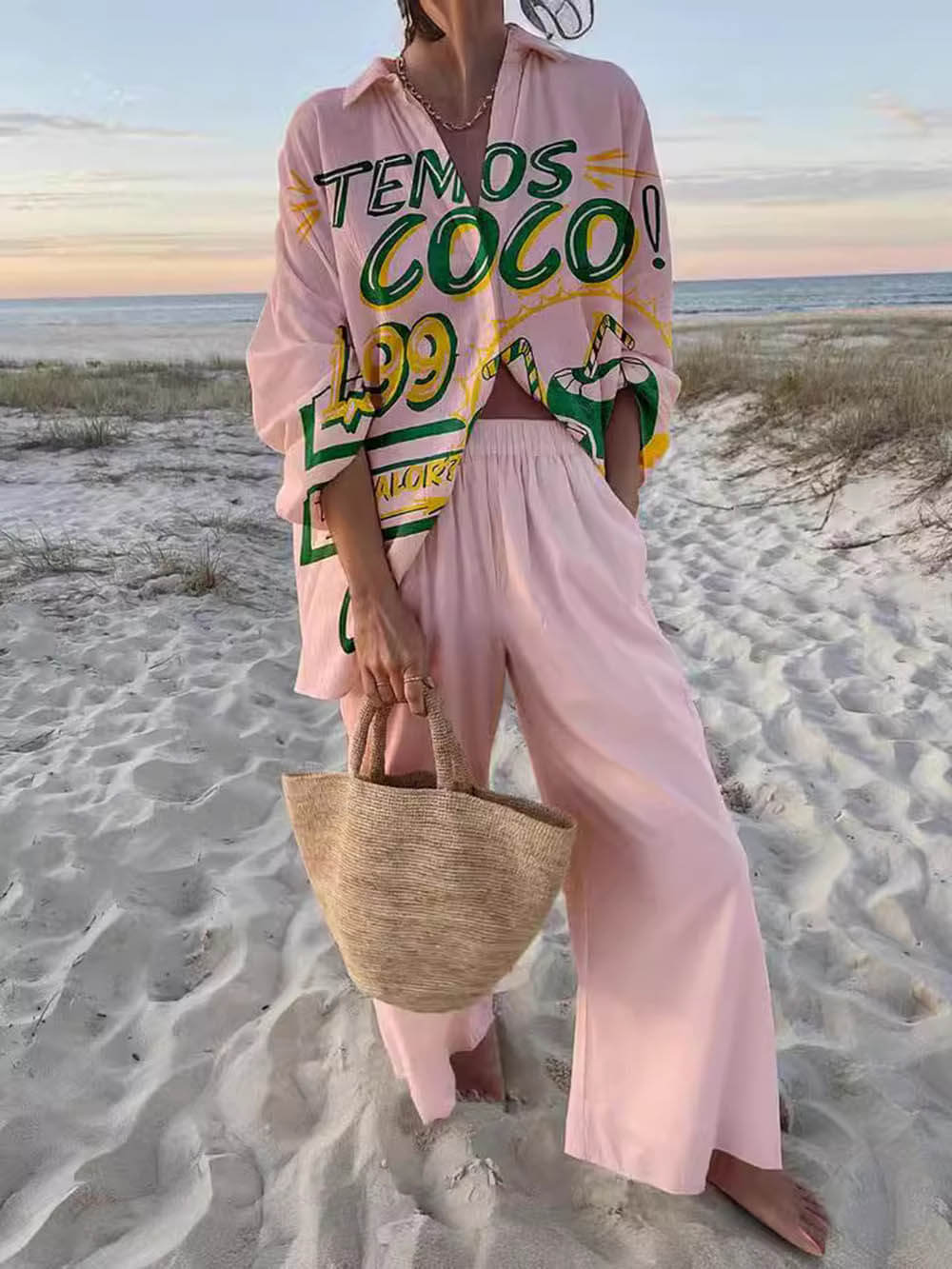 Chemise ample imprimée surdimensionnée pour les vacances