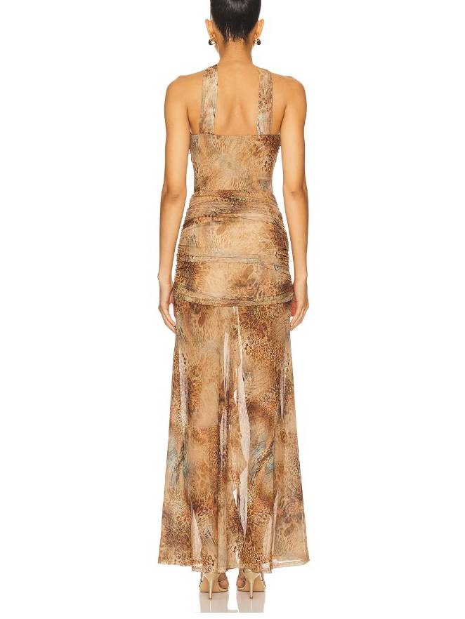 Einzigartiges Maxikleid mit Plissee-Print