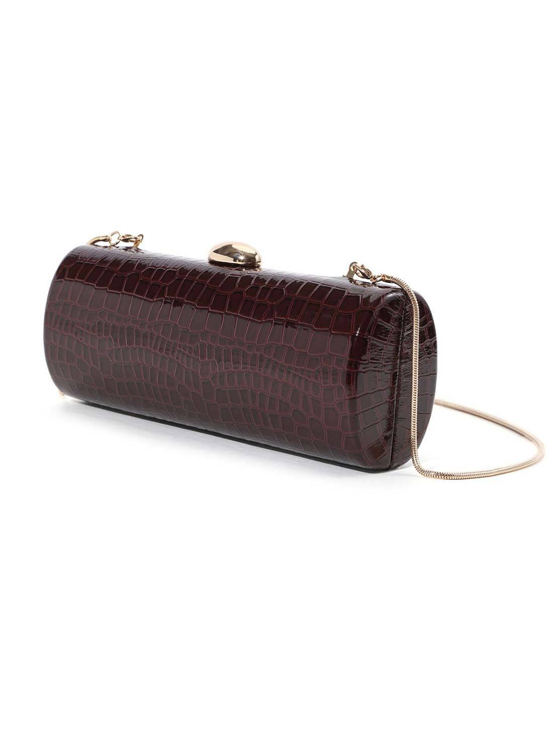Sac à main minimaliste à motif crocodile avec chaîne