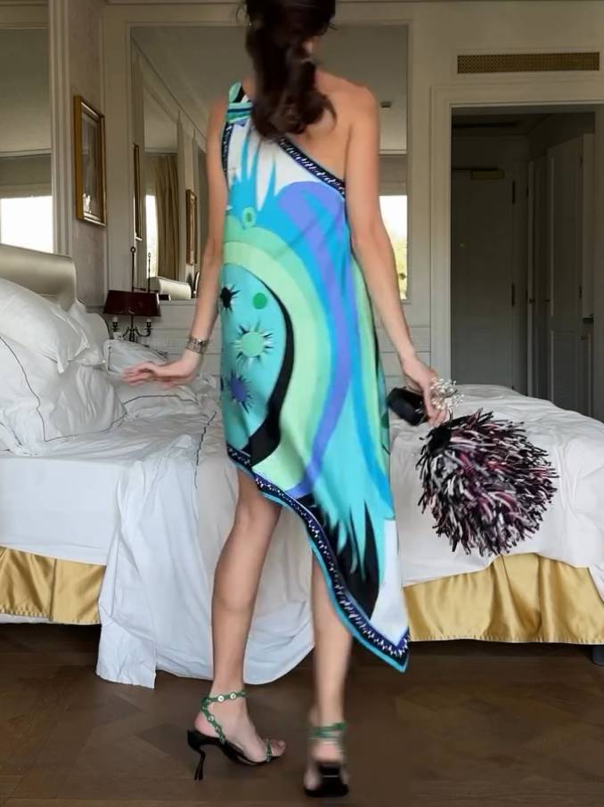 Robe asymétrique à imprimé irrégulier
