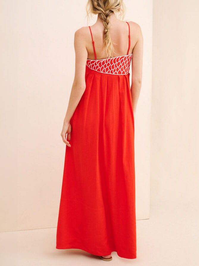 Robe mi-longue à bretelles en forme de poisson, exquise et unique