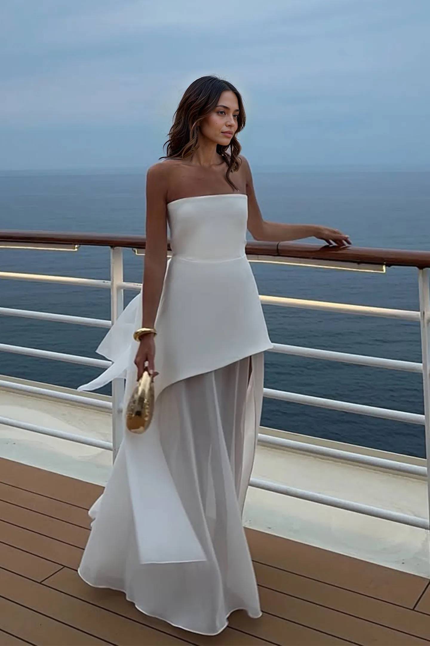 Tube-Top-Spleißkleid mit Schal