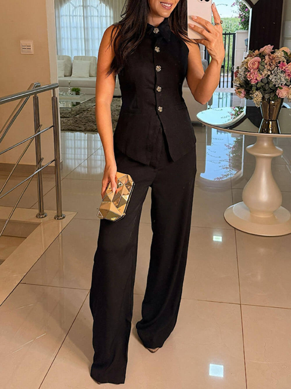 Perfect Charm Elegante Hose mit weitem Bein und einfarbigen Taschen