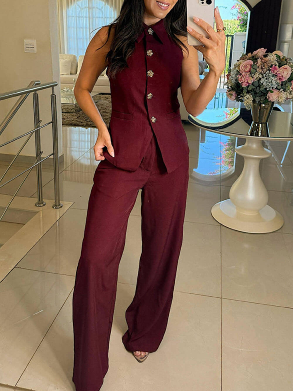 Perfect Charm Elegante Hose mit weitem Bein und einfarbigen Taschen