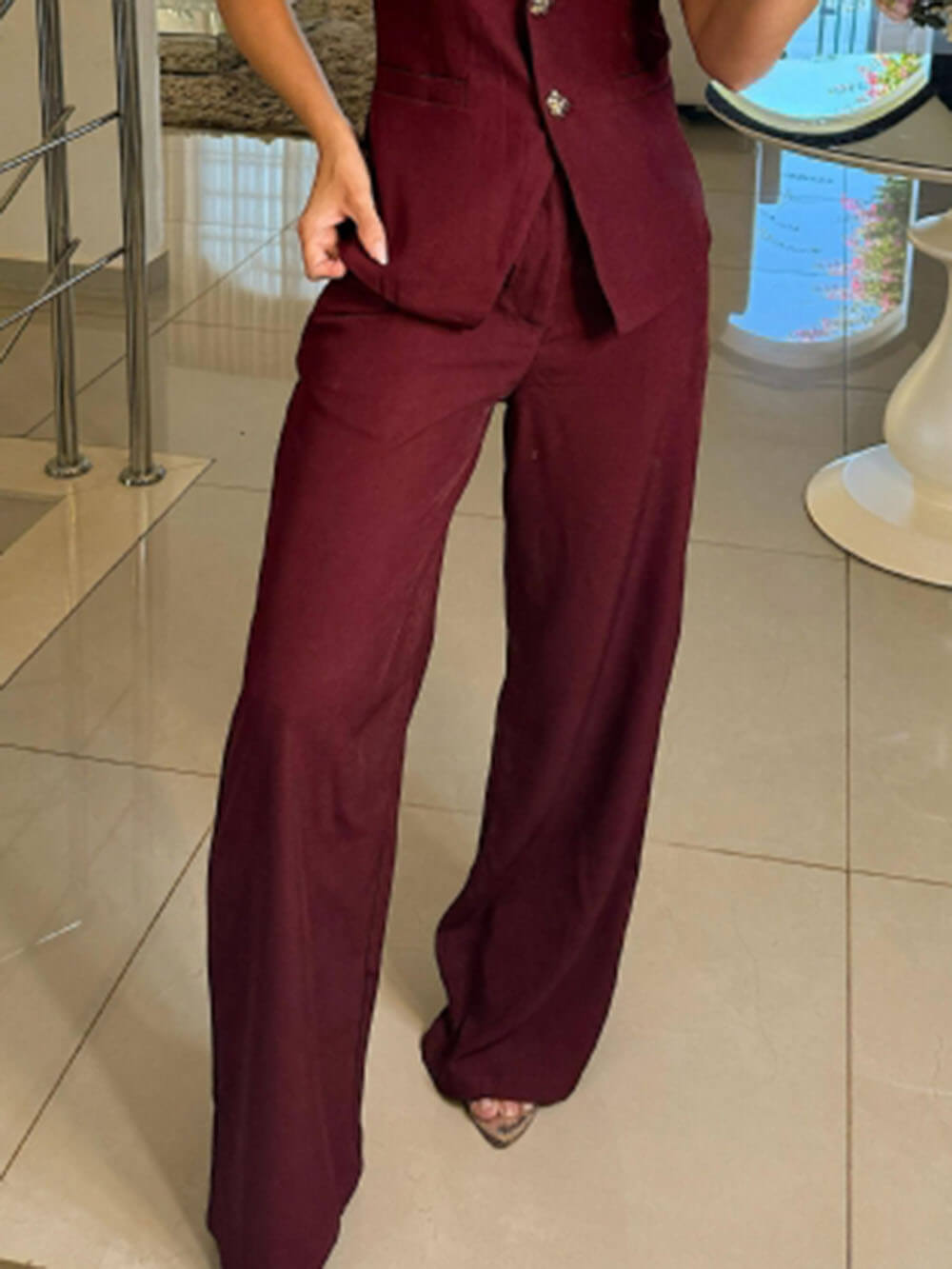 Perfect Charm Elegante Hose mit weitem Bein und einfarbigen Taschen