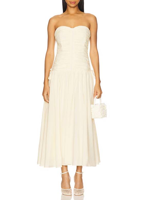 Robe mi-longue plissée à haut tube