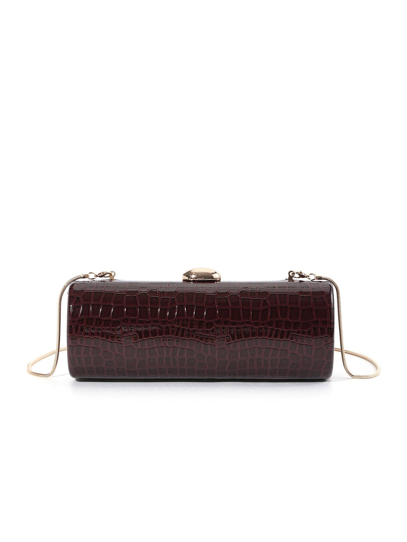 Sac à main minimaliste à motif crocodile avec chaîne