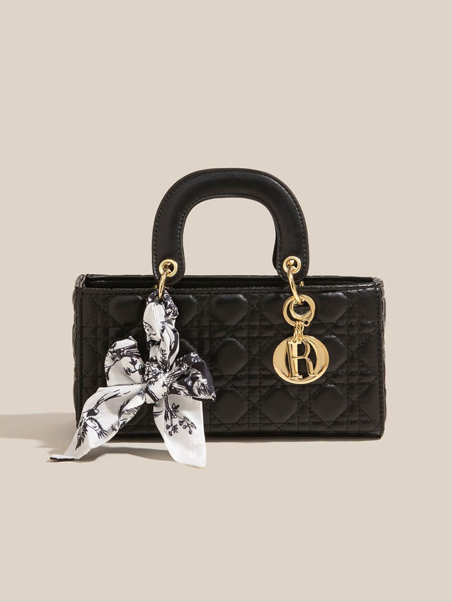 Diamond Silk Scarf Hand-Held Crossbody Bags Horizontal Black ONE SIZE