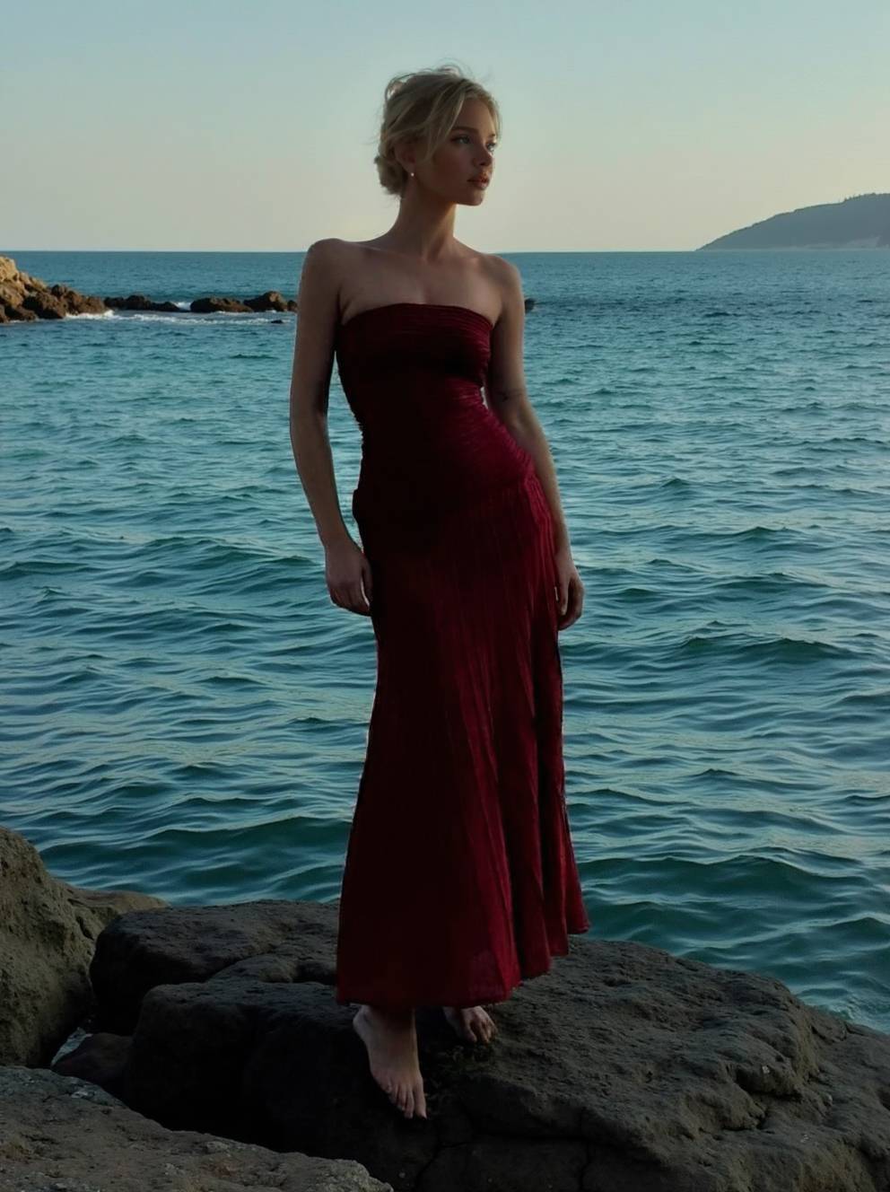 Slim-Fit Maxikleid aus Strick mit Tube-Top