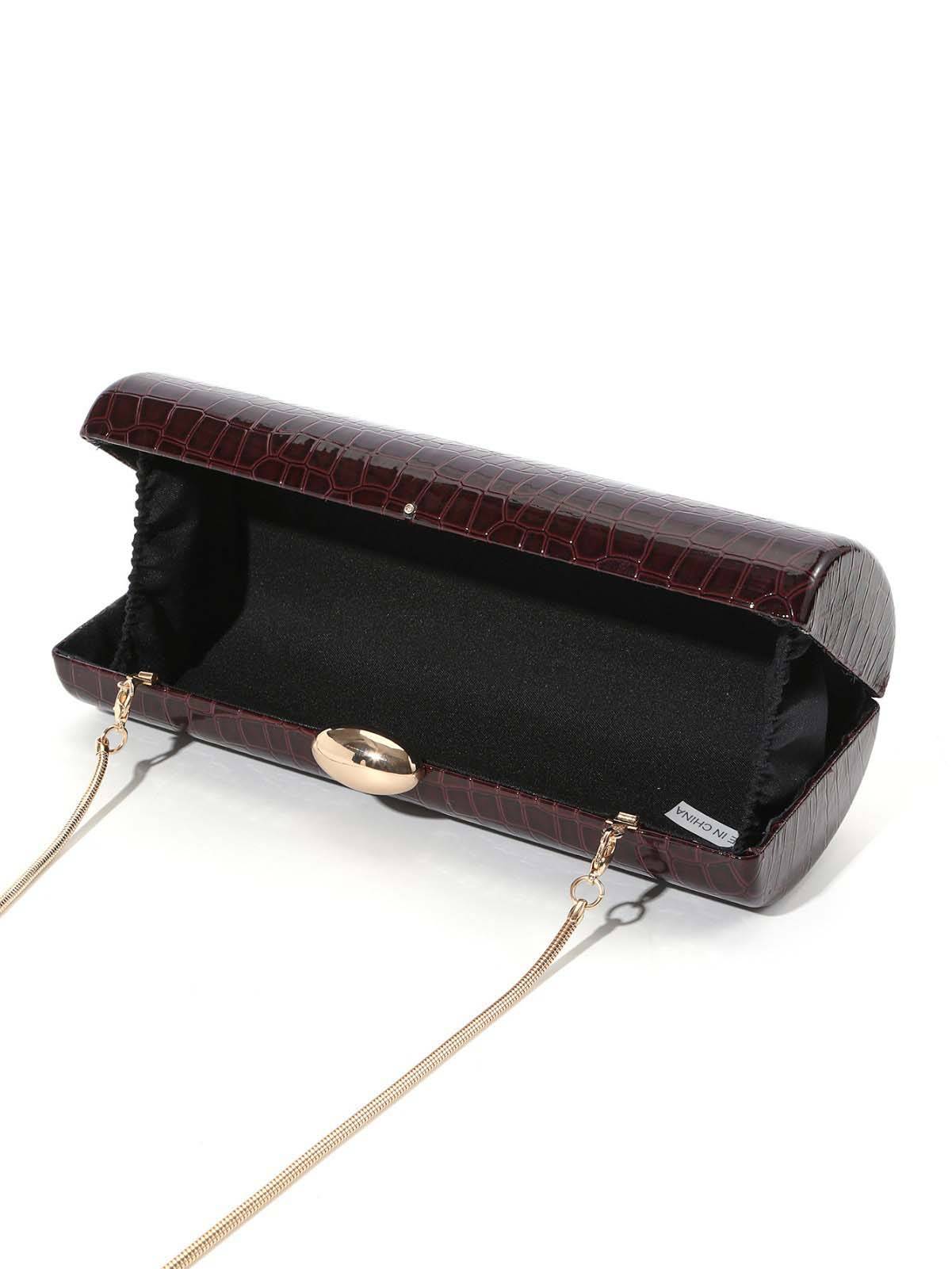 Sac à main minimaliste à motif crocodile avec chaîne