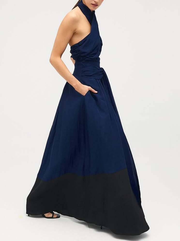 Cross  Halter Neck Top Lace-up Skirt Suit-Skirt