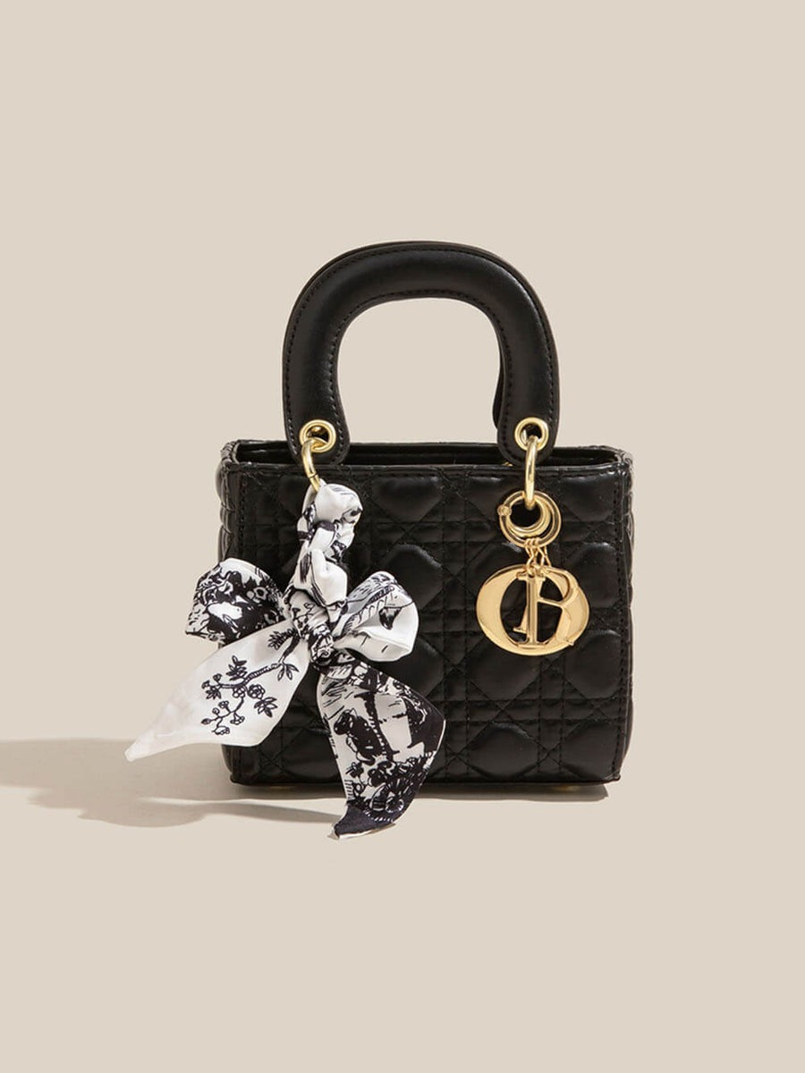 Diamond Silk Scarf Hand-Held Crossbody Bags Vertical Black ONE SIZE