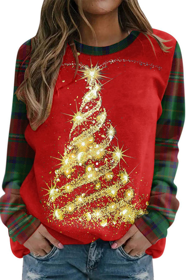 Fun Printed Sleeves Round Neck Pullover Long Sleeve Sweatshirt 3