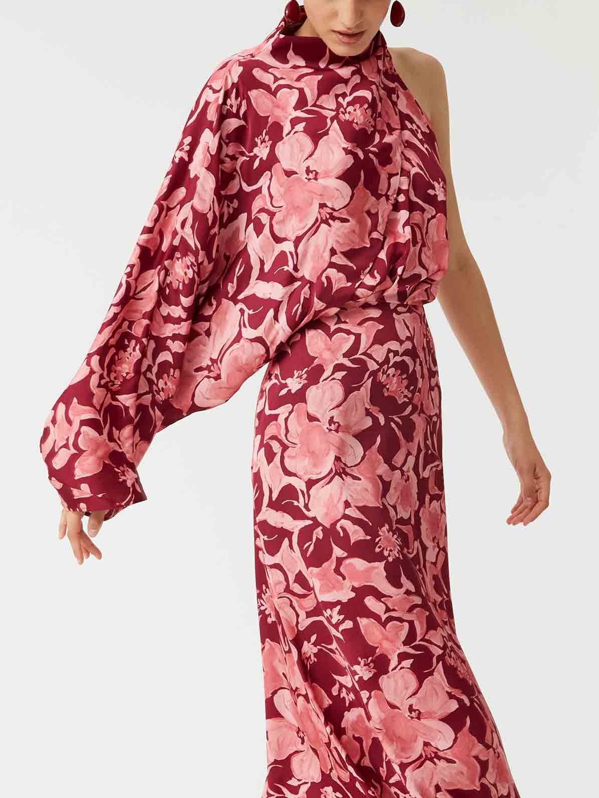 Robe midi élégante à imprimé floral peint