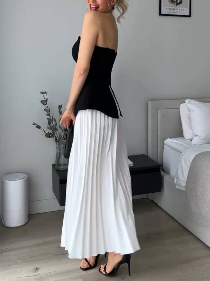 Set aus Tube-Top mit Bindeträgern und Faltenrock - Tube Top