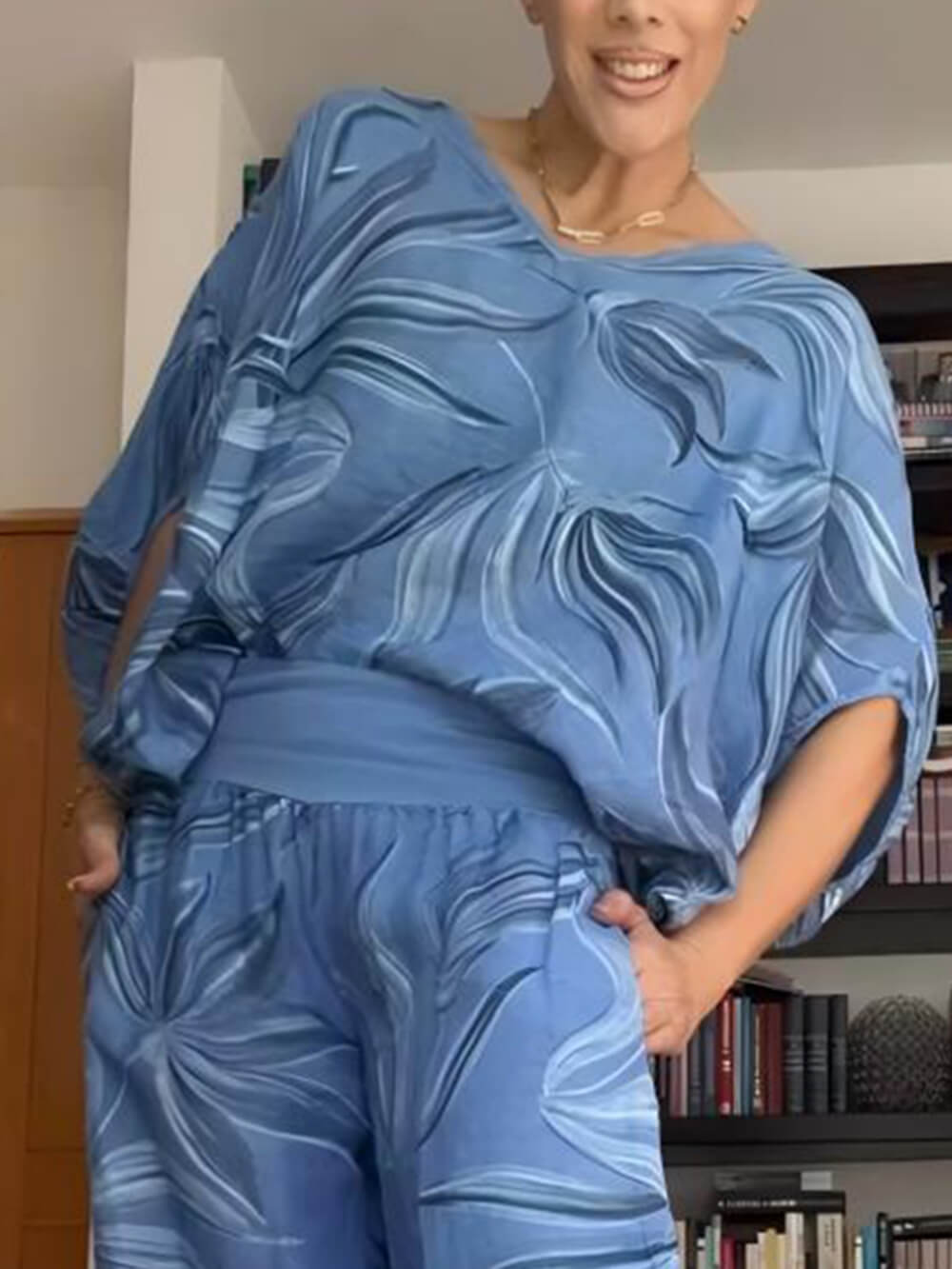 Chemise ample à imprimé floral et épaules tombantes unique